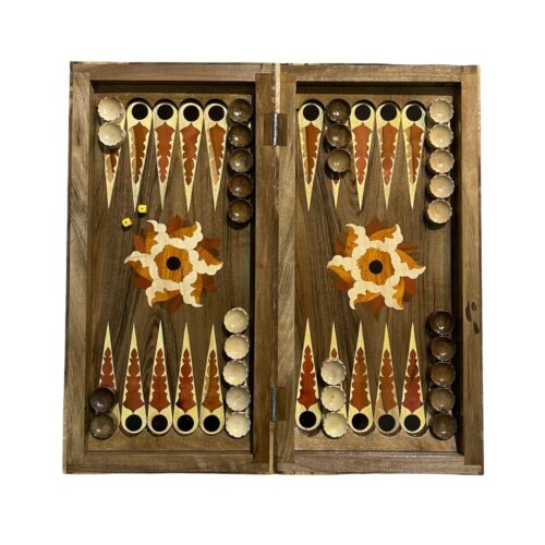 تخته نرد چوب گردو طرح معرق گل