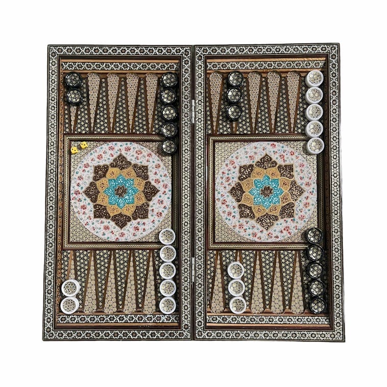 تخته نرد خاتم طرح گل