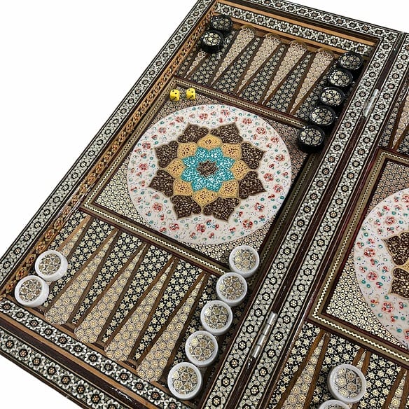 تخته نرد خاتم طرح گل