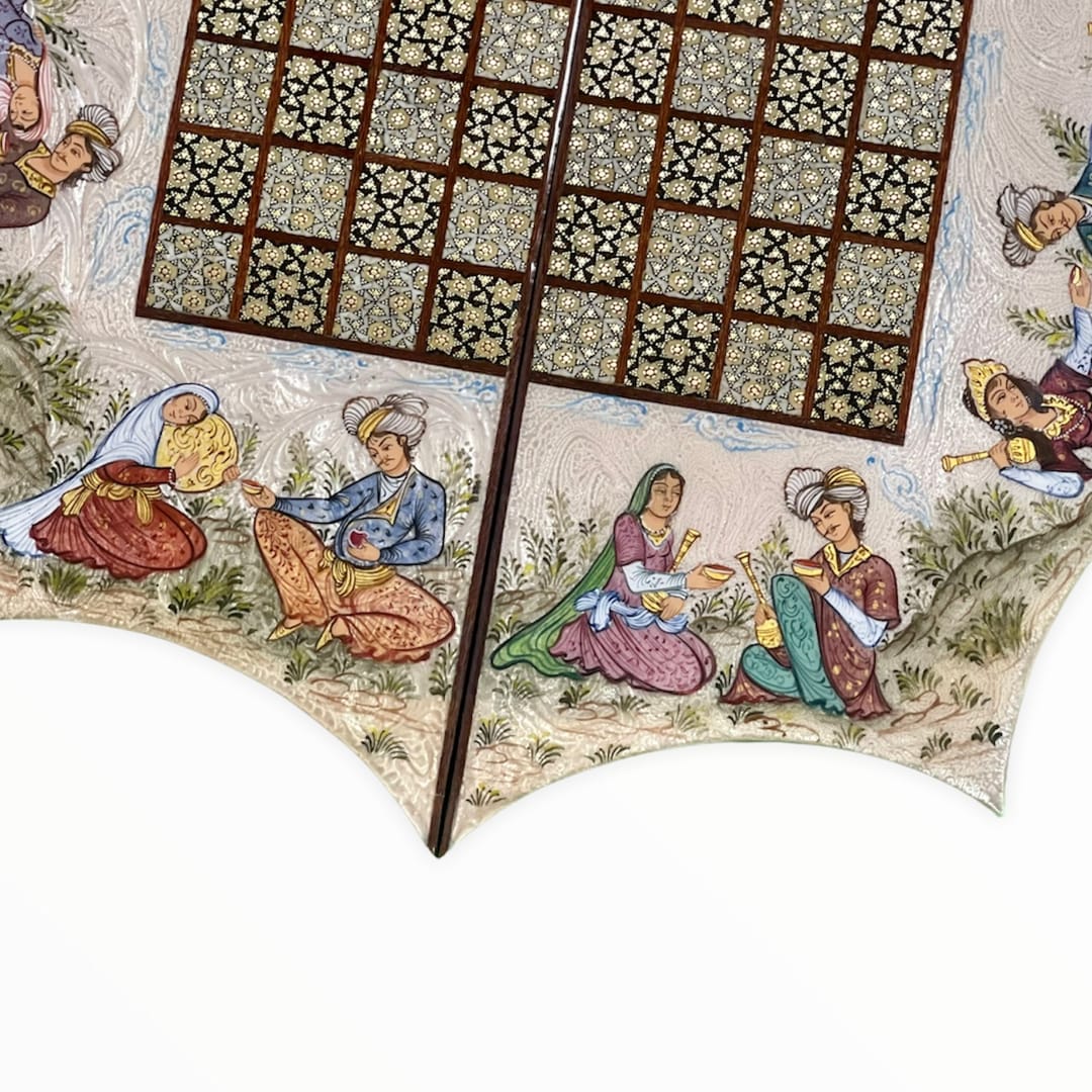 تخته نرد خاتم خورشیدی طرح لیلی و مجنون