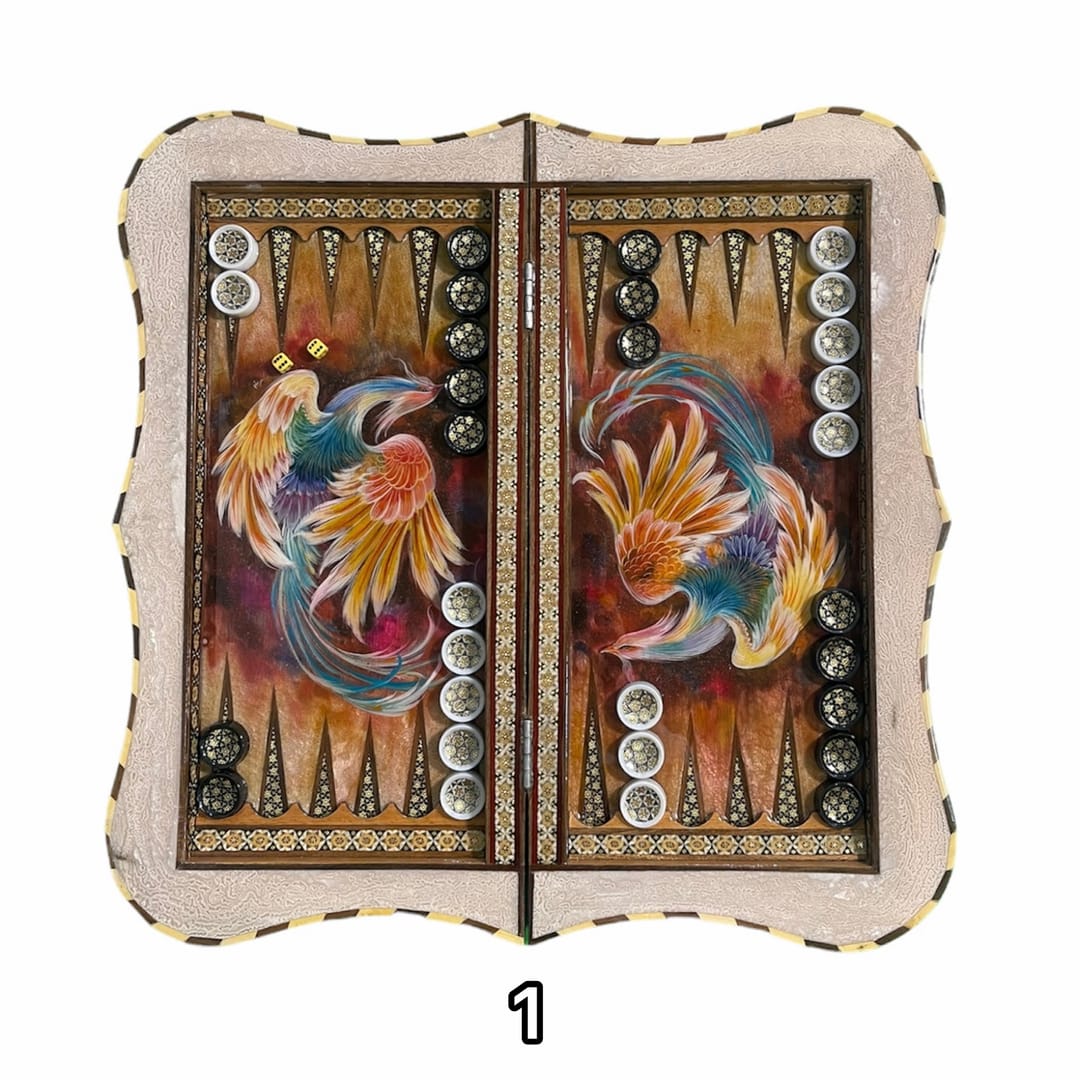 تخته نرد خاتم دالبر طرح سیمرغ کد 3114