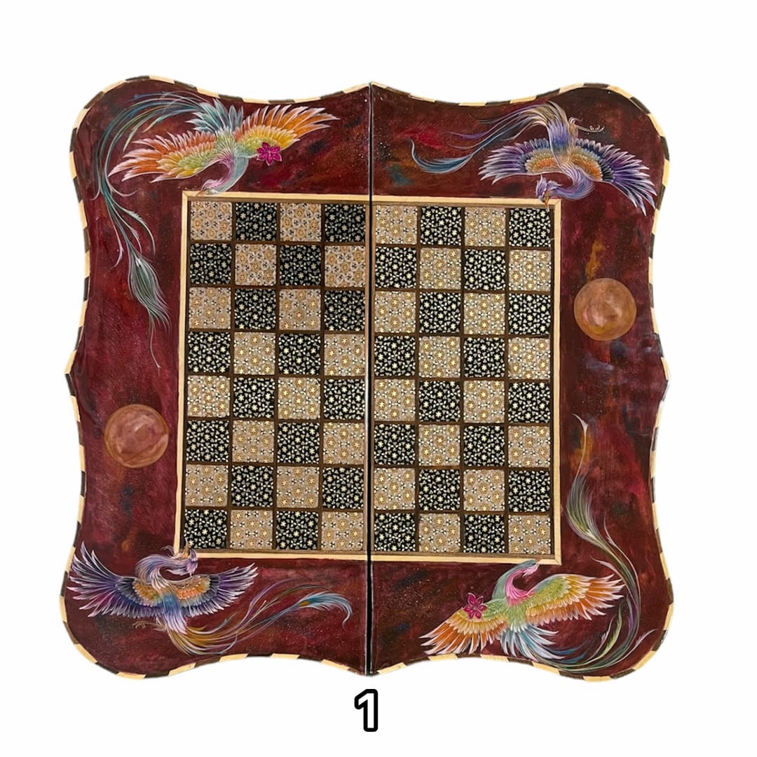 تخته نرد خاتم دالبر طرح سیمرغ کد 3114