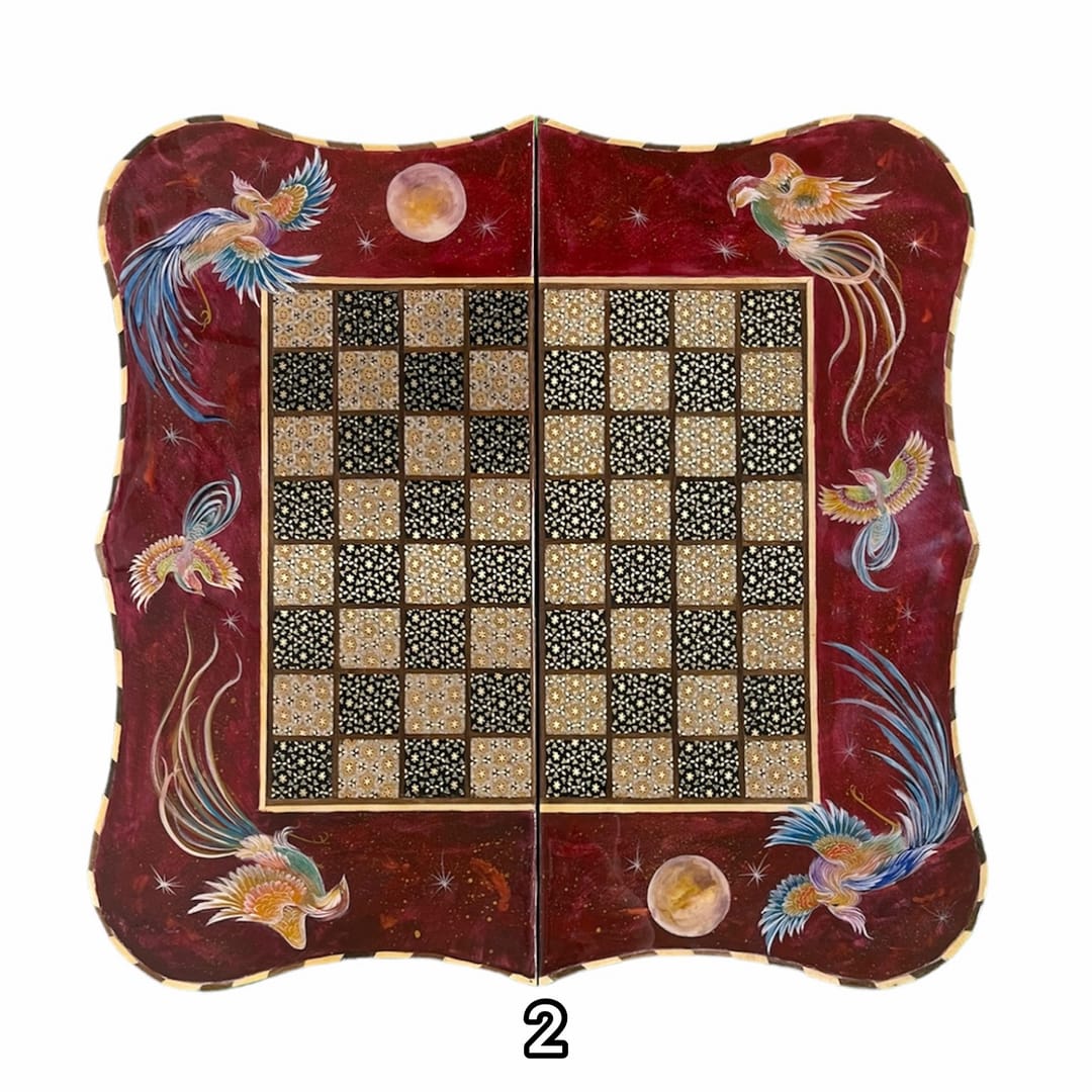 تخته نرد خاتم دالبر طرح سیمرغ کد 3114