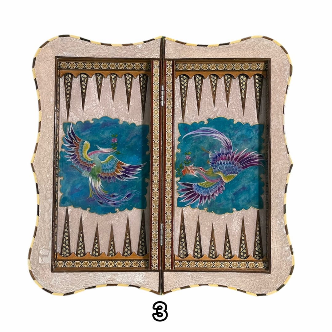 تخته نرد خاتم دالبر طرح سیمرغ کد 3114