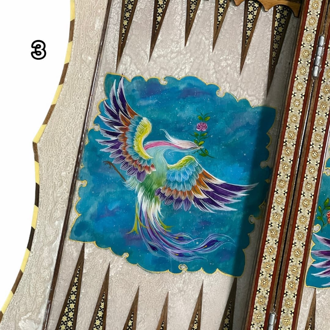 تخته نرد خاتم دالبر طرح سیمرغ کد 3114