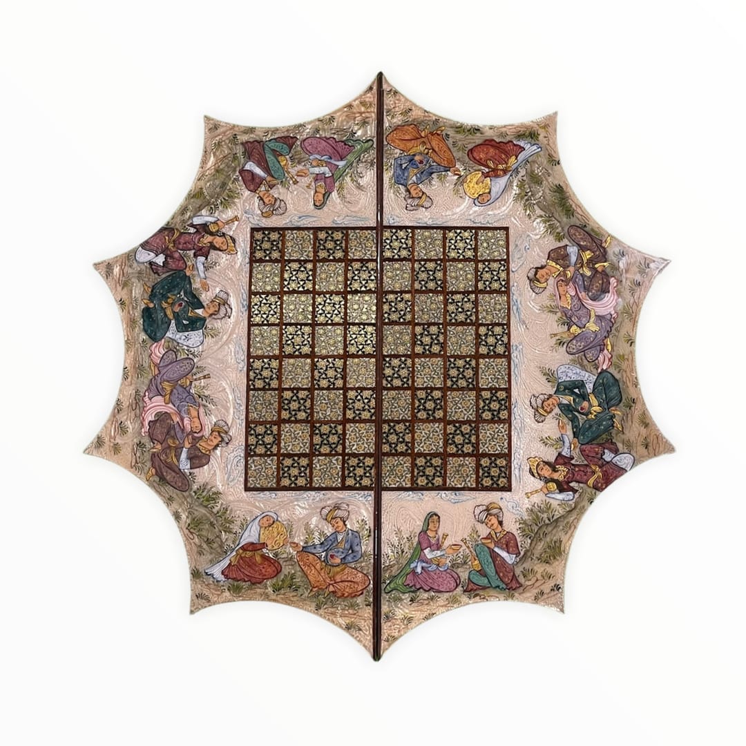 تخته نرد خاتم خورشیدی طرح لیلی و مجنون