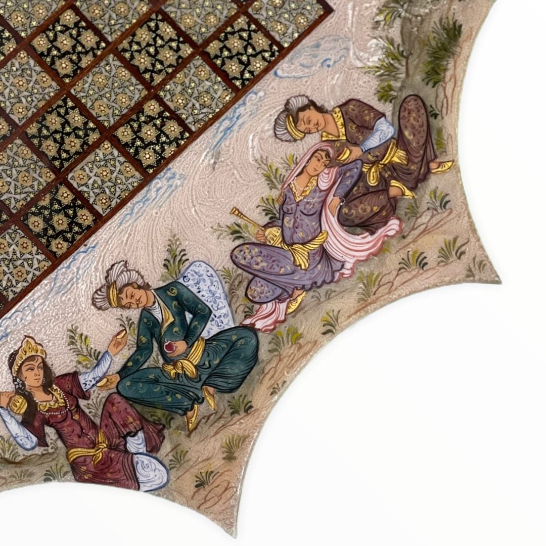 تخته نرد خاتم خورشیدی طرح لیلی و مجنون