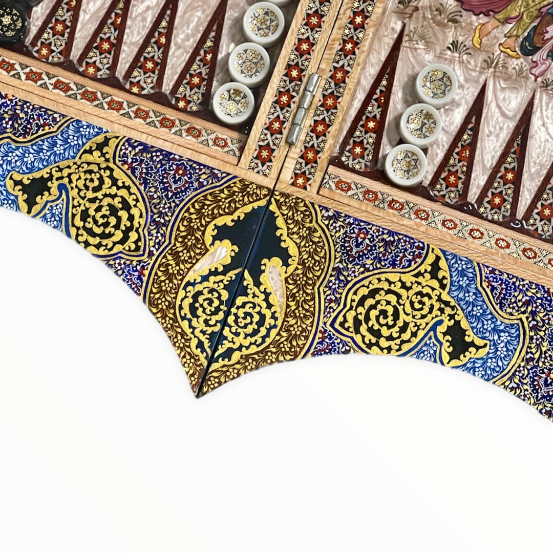 تخته نرد خاتم خورشیدی طرح لیلی و مجنون