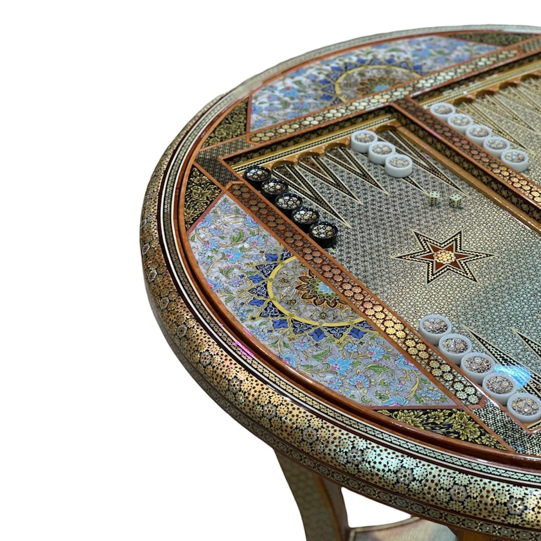 میز خاتم کاری سلطنتی گرد