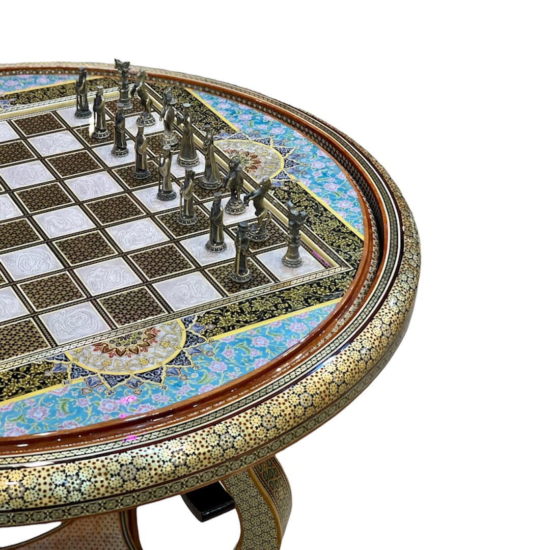 میز خاتم کاری سلطنتی گرد