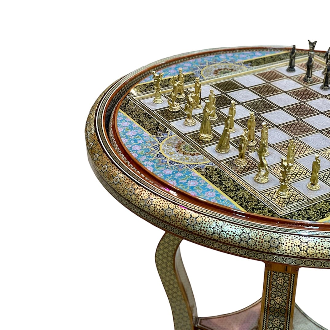 میز خاتم کاری سلطنتی گرد