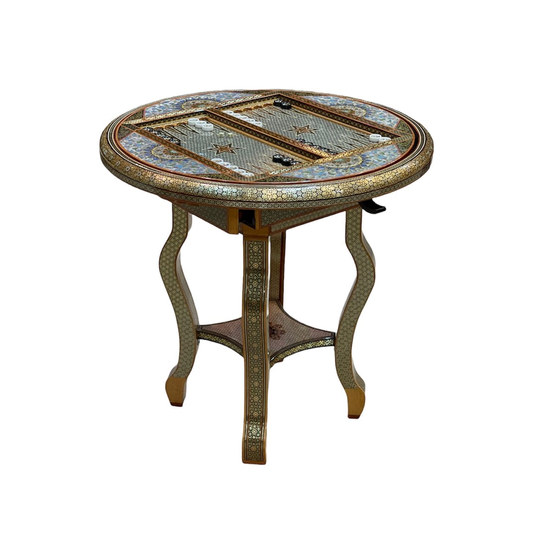 میز خاتم کاری سلطنتی گرد