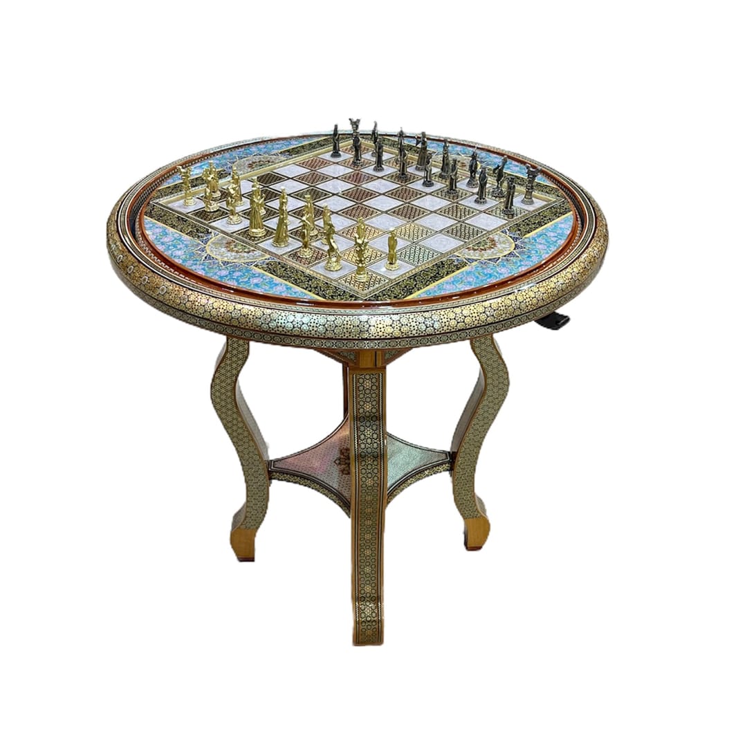 میز خاتم کاری سلطنتی گرد