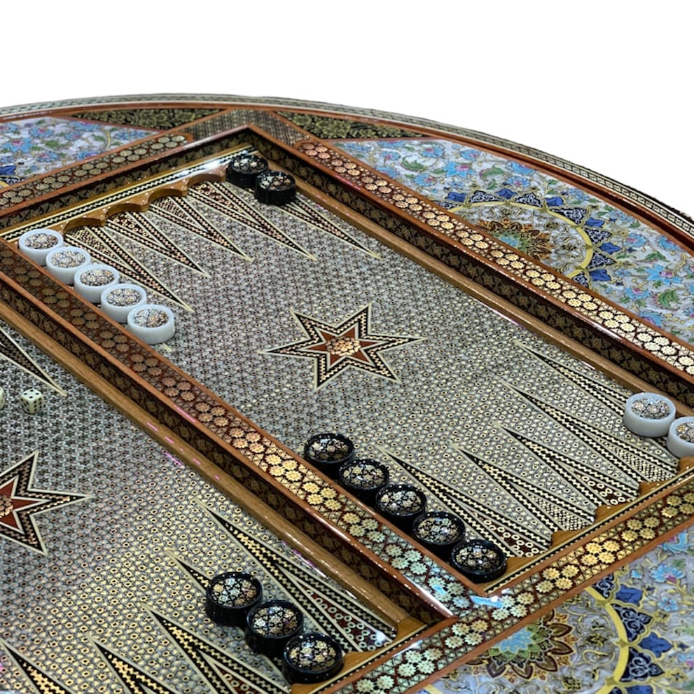 میز خاتم کاری سلطنتی گرد