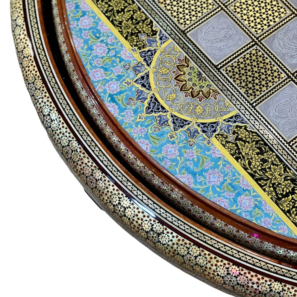 میز خاتم کاری سلطنتی گرد