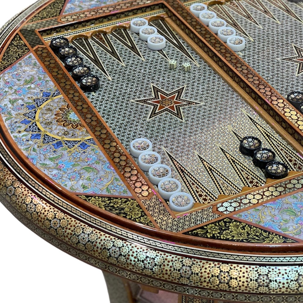 میز خاتم کاری سلطنتی گرد