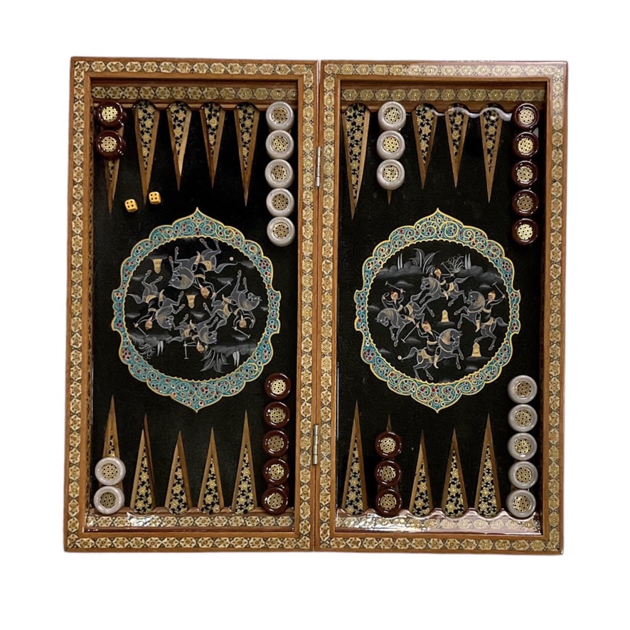 تخته نرد خاتم چوگان سیاه قلم کد 5317