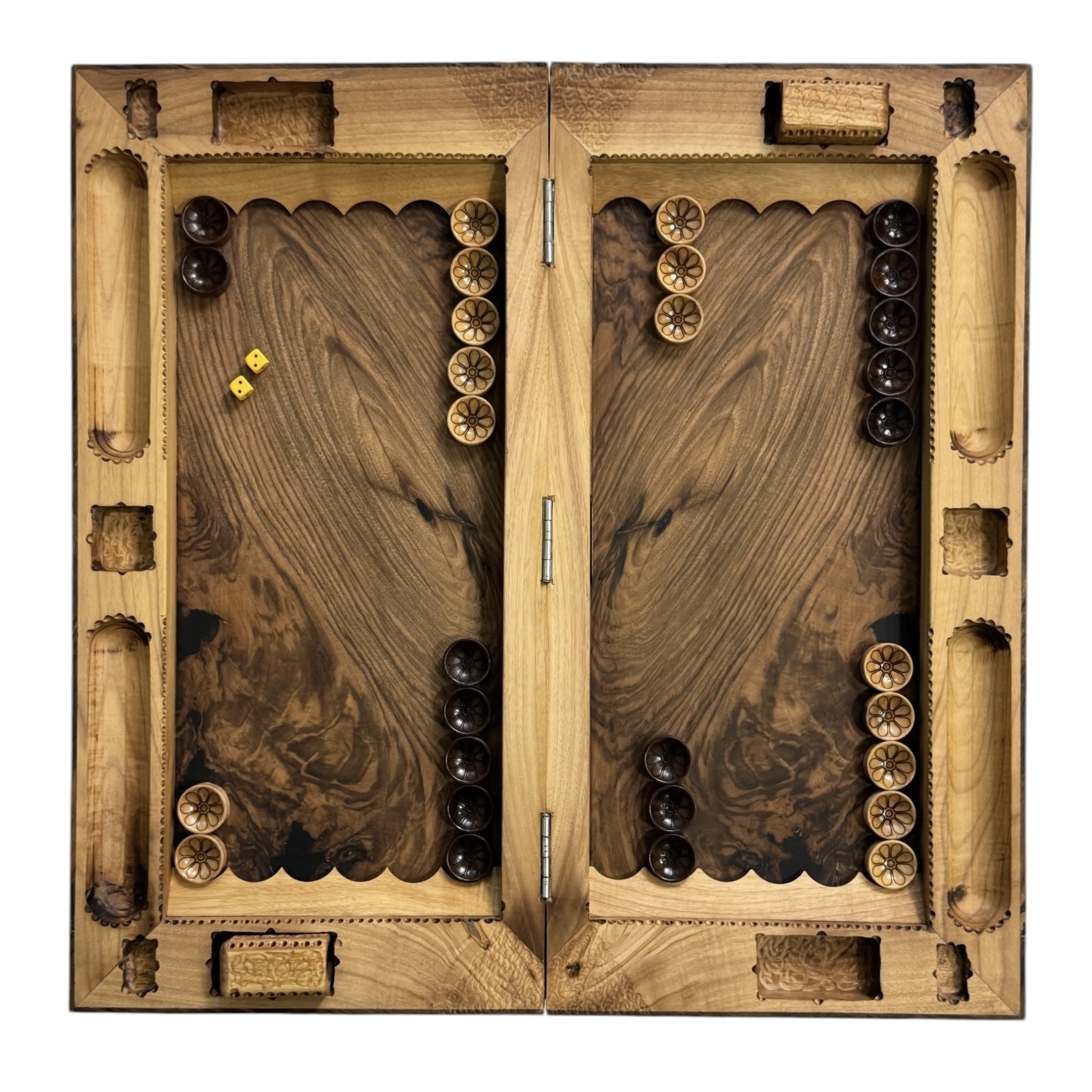 تخته نرد چوب گردو دوبازی 60 سانتی طرح راسان