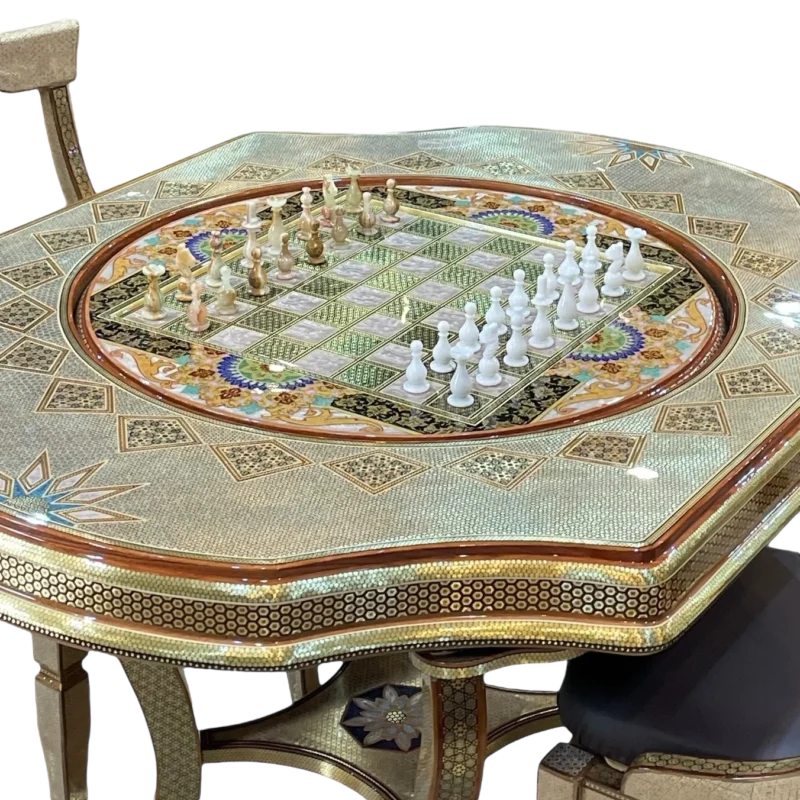 میز و صندلی خاتم بیضی 4 کاره - Image 14