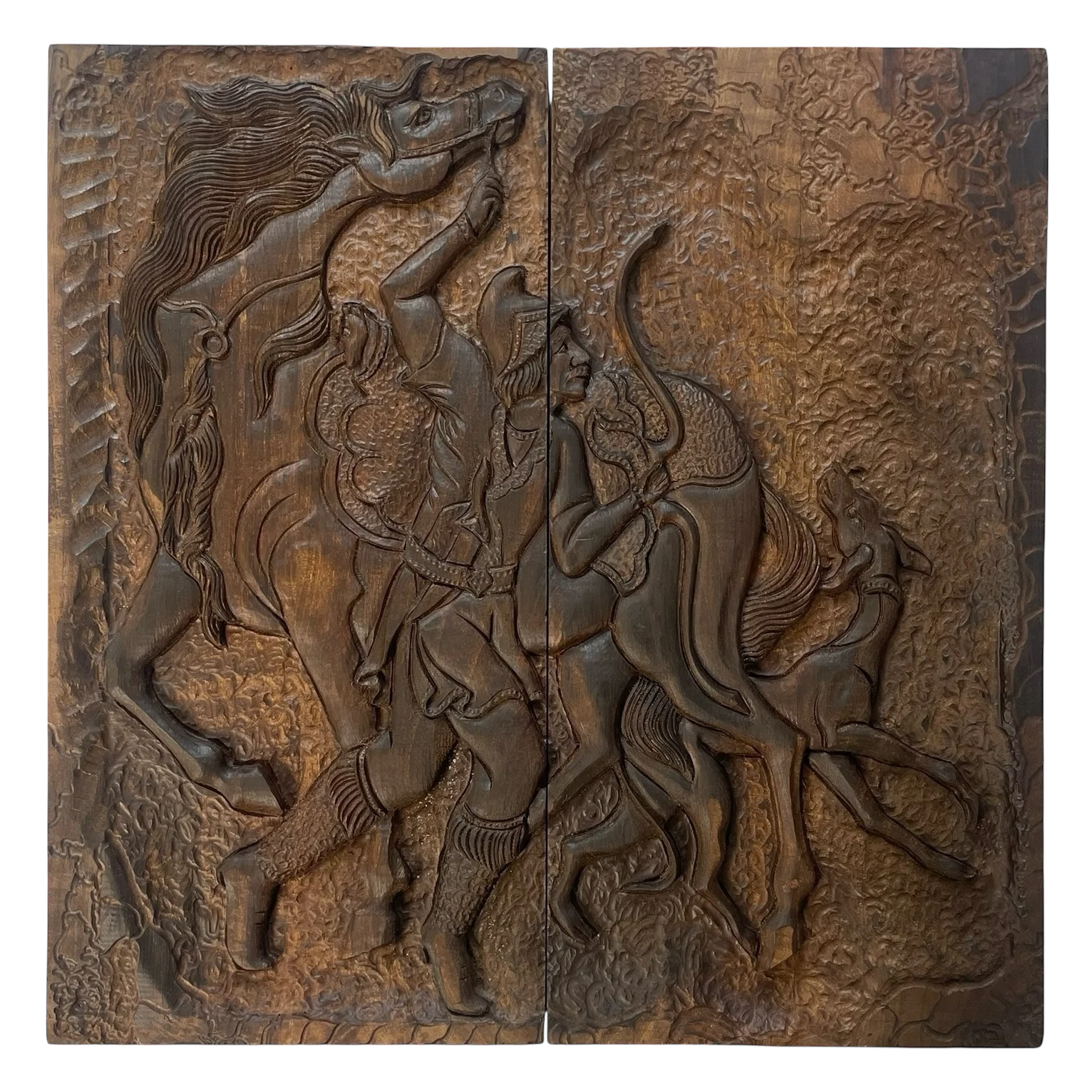 تخته نرد منبت طرح پهلوان شکارگر