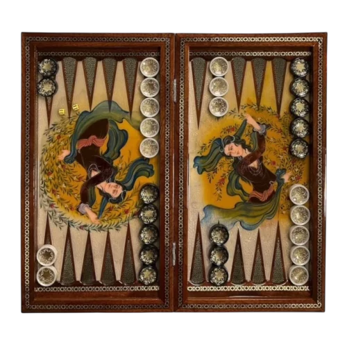 تخته نرد خاتم سه کاره طرح جیران